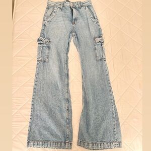 Aeropostale Light Blue Flare Cargo Jeans